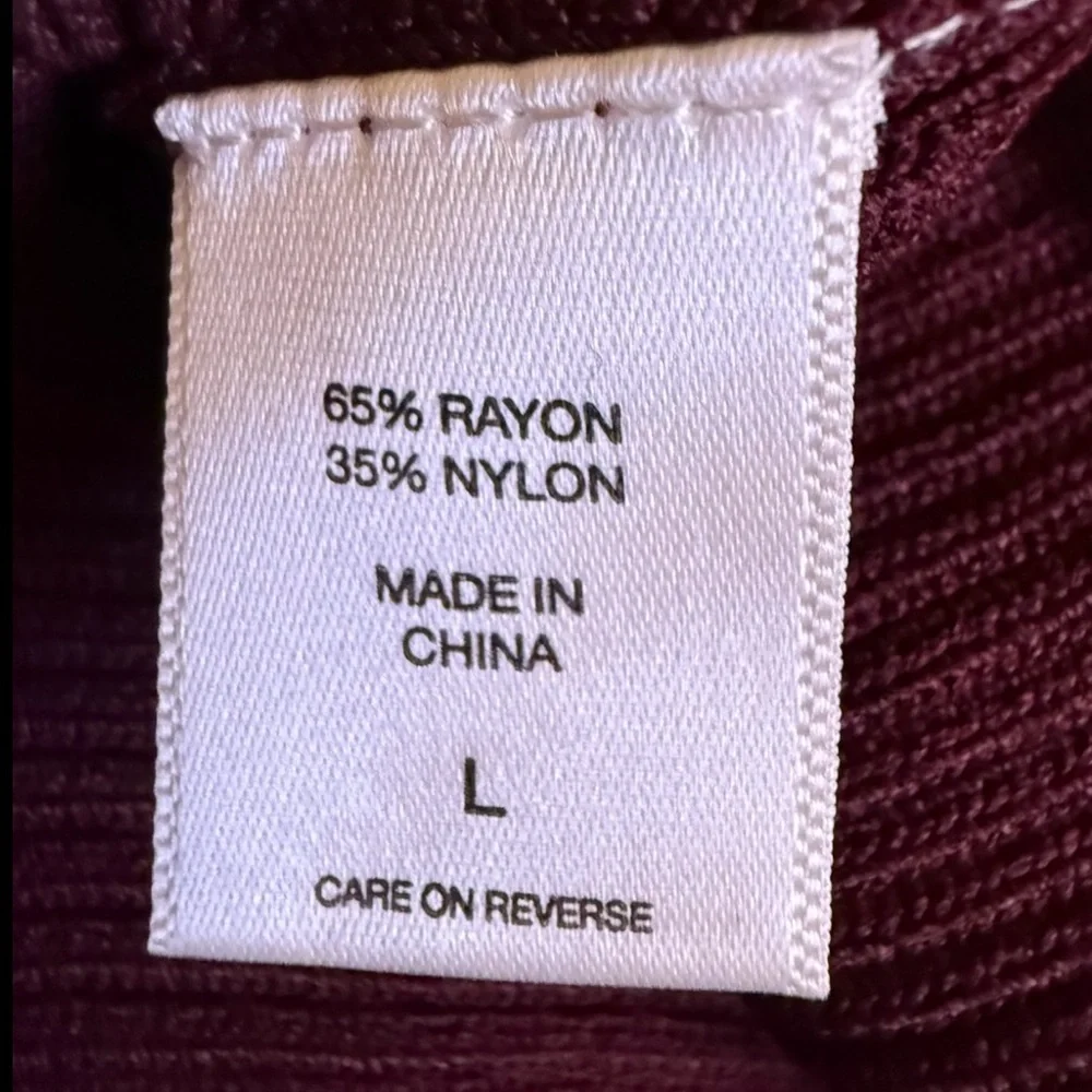 Stylish Burgundy Off The Shoulder Short Sleeve Sweater by 7th Avenue, Large, NWT - Picture 13 of 13